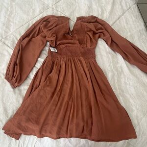 Elegant Rust Long Sleeve Dress from nordstorm